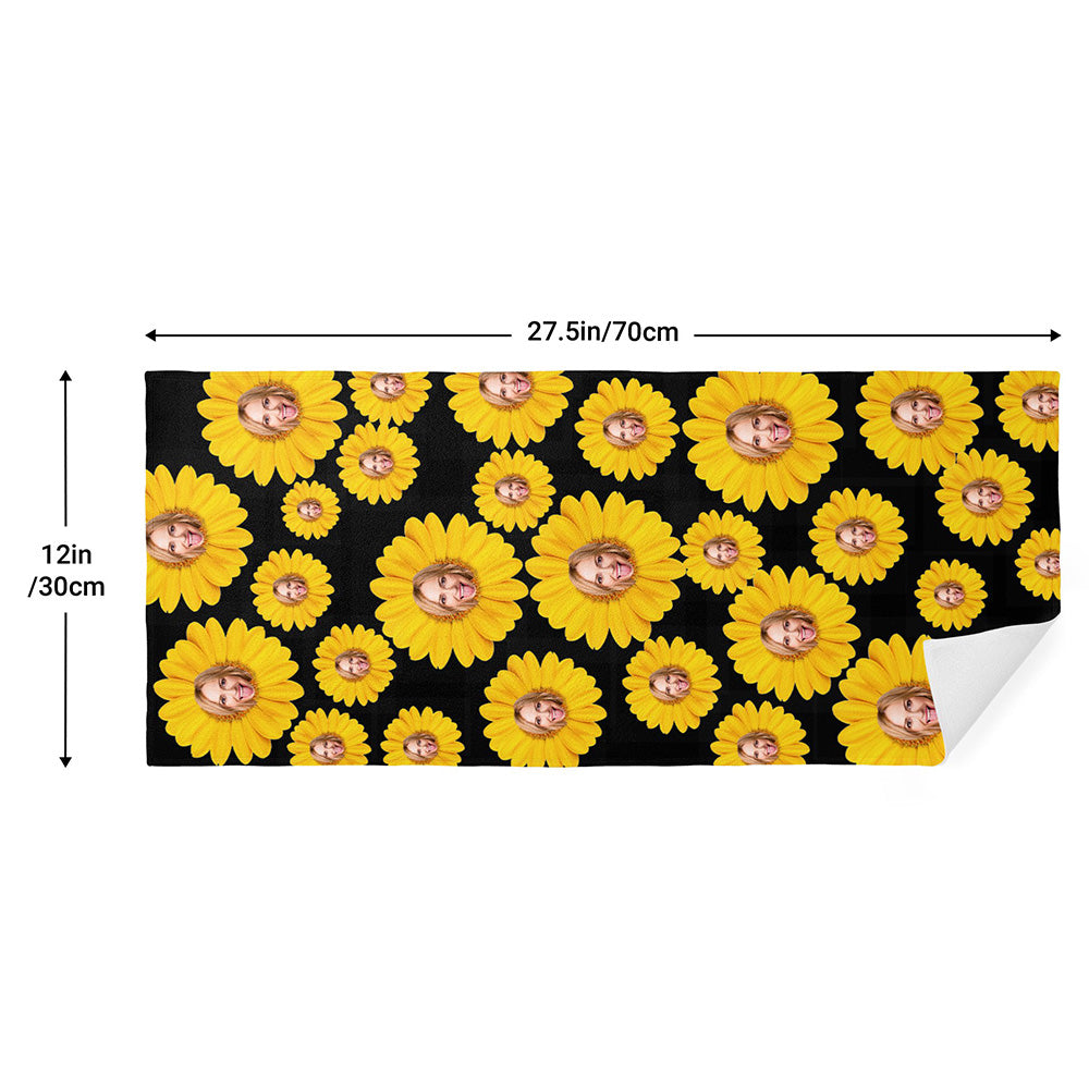 Custom Faces Sunflower Towel Personalized Photo Towel Funny Gift - soufeelau