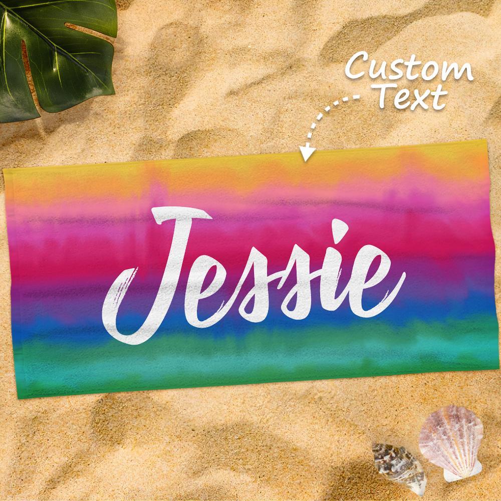 Personalised Towel Engraved with Name Colorful-Jessie - soufeelau