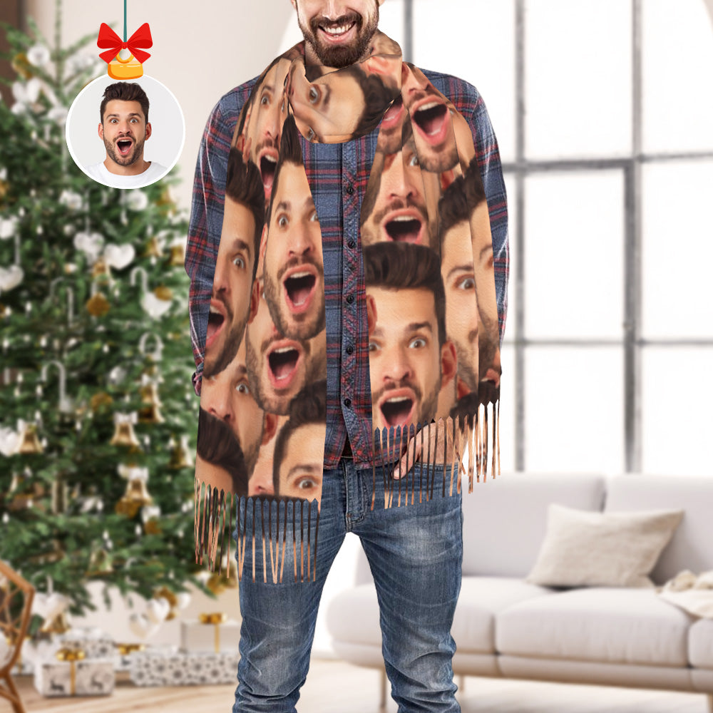 Custom Funny Scarf Personalized Face Soft Warm Fringe Shawl Unisex Scarf Gift for Winter - soufeelau