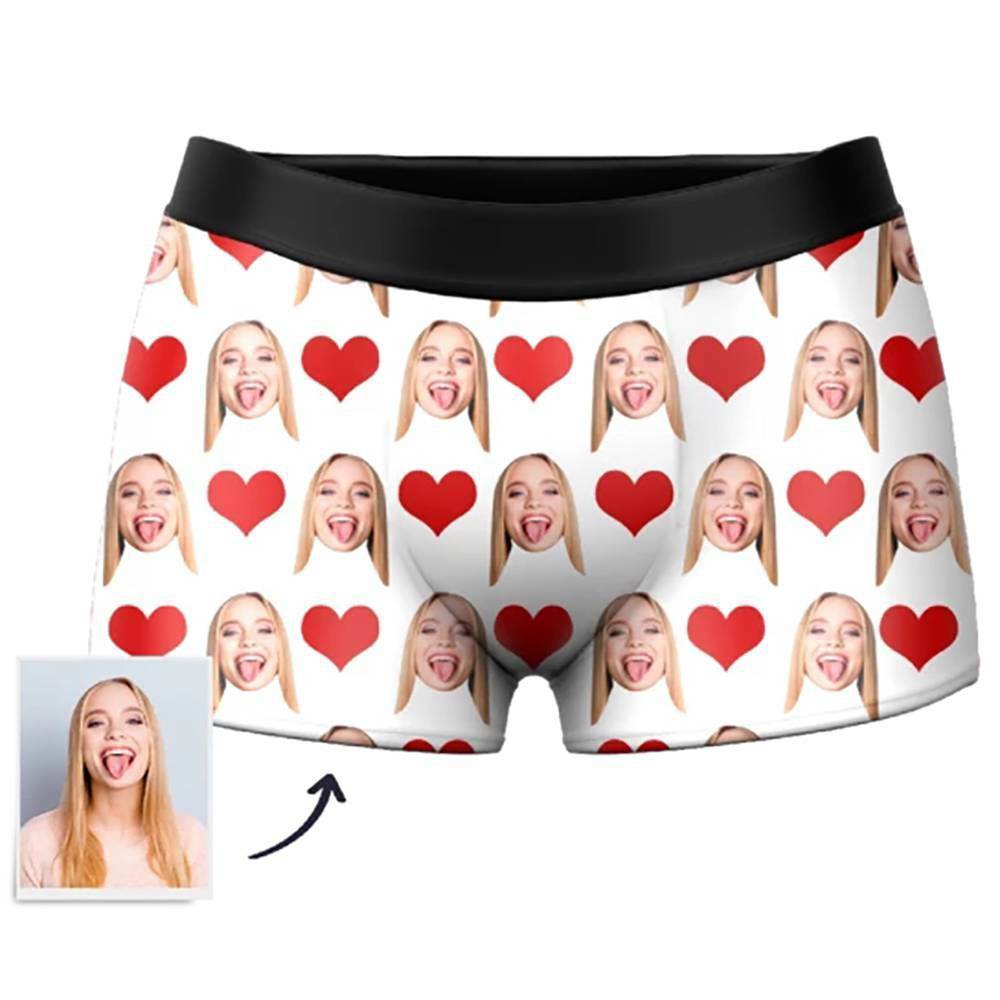 Custom  Photo Boxer Men's,Heart Face Underwear - Men
