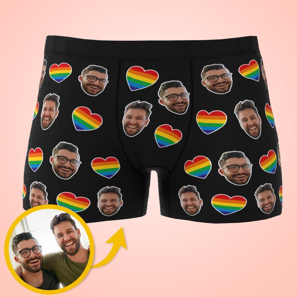 Custom Photo Boxer Briefs Custom LGBT Face Underwear Gay Couple Anniversary Gift