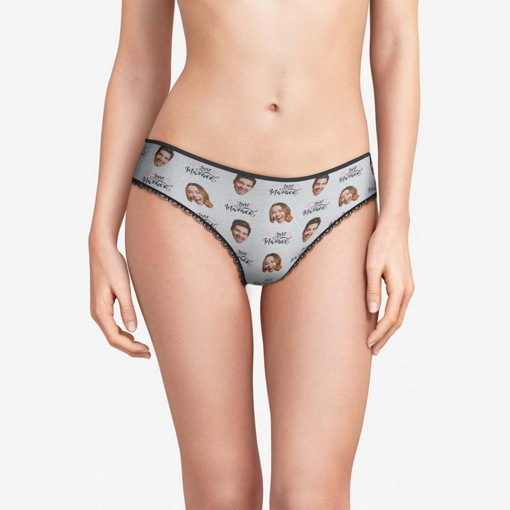 Custom Face Underwear Personalized Just Married Panties Wedding Gift - soufeelau