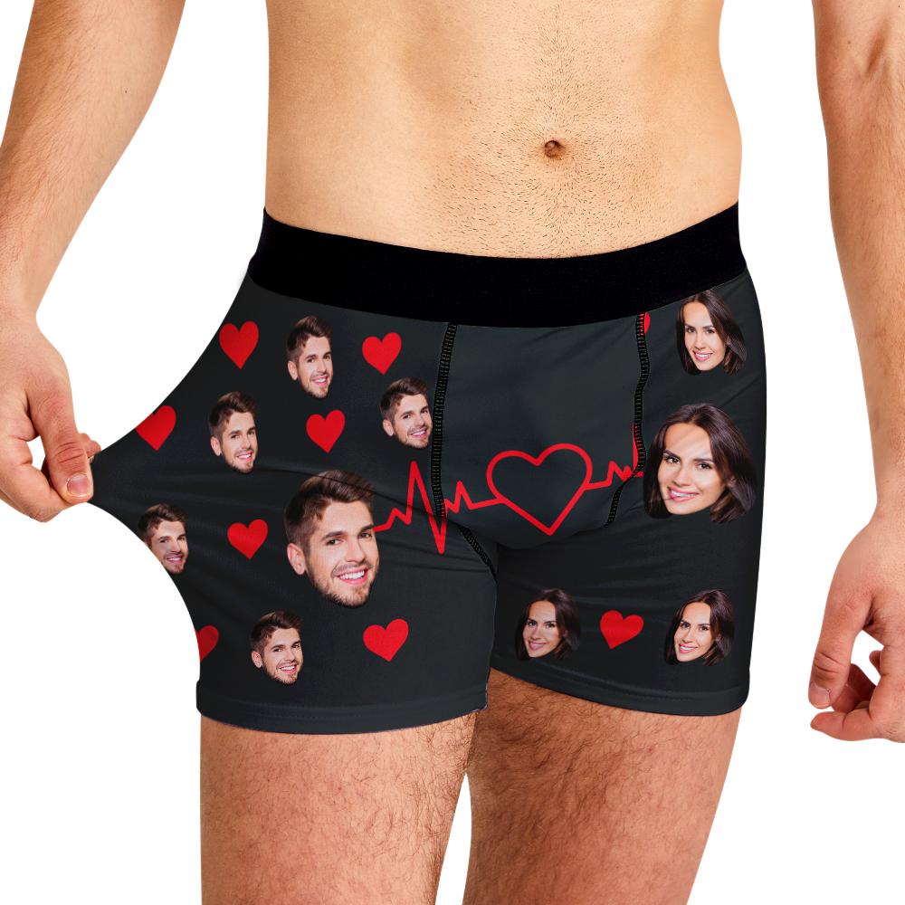 Custom Photo Boxer Men's,Heart Face Underwear Gift For Couples - Men - soufeelau