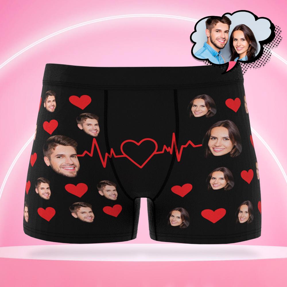 Custom Photo Boxer Men's,Heart Face Underwear Gift For Couples - Men - soufeelau