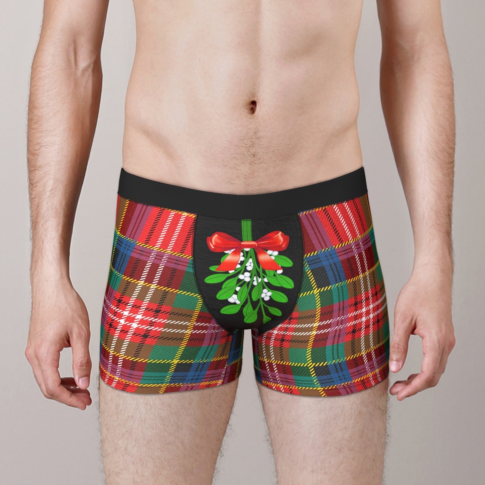 Christmas Gift Men's Boxer Funny Mistletoe Christmas Boxer Briefs Gift For Boyfriend - soufeelau