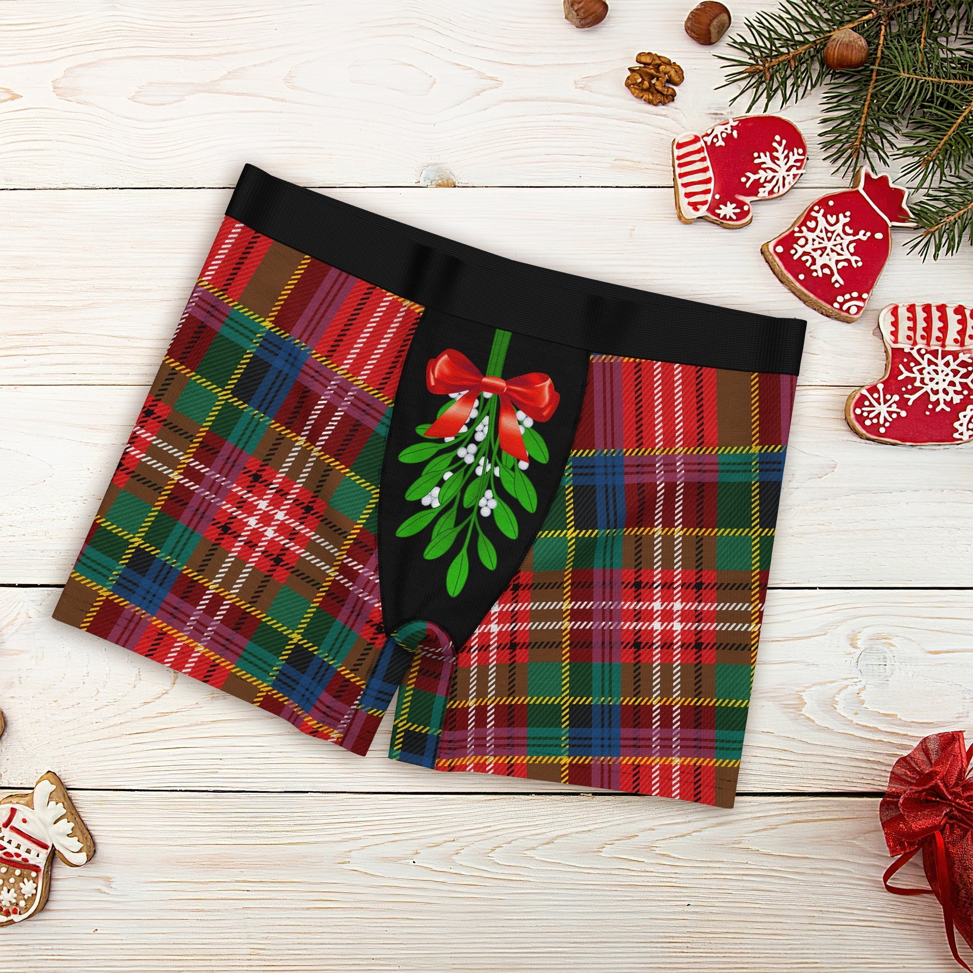 Christmas Gift Men's Boxer Funny Mistletoe Christmas Boxer Briefs Gift For Boyfriend - soufeelau