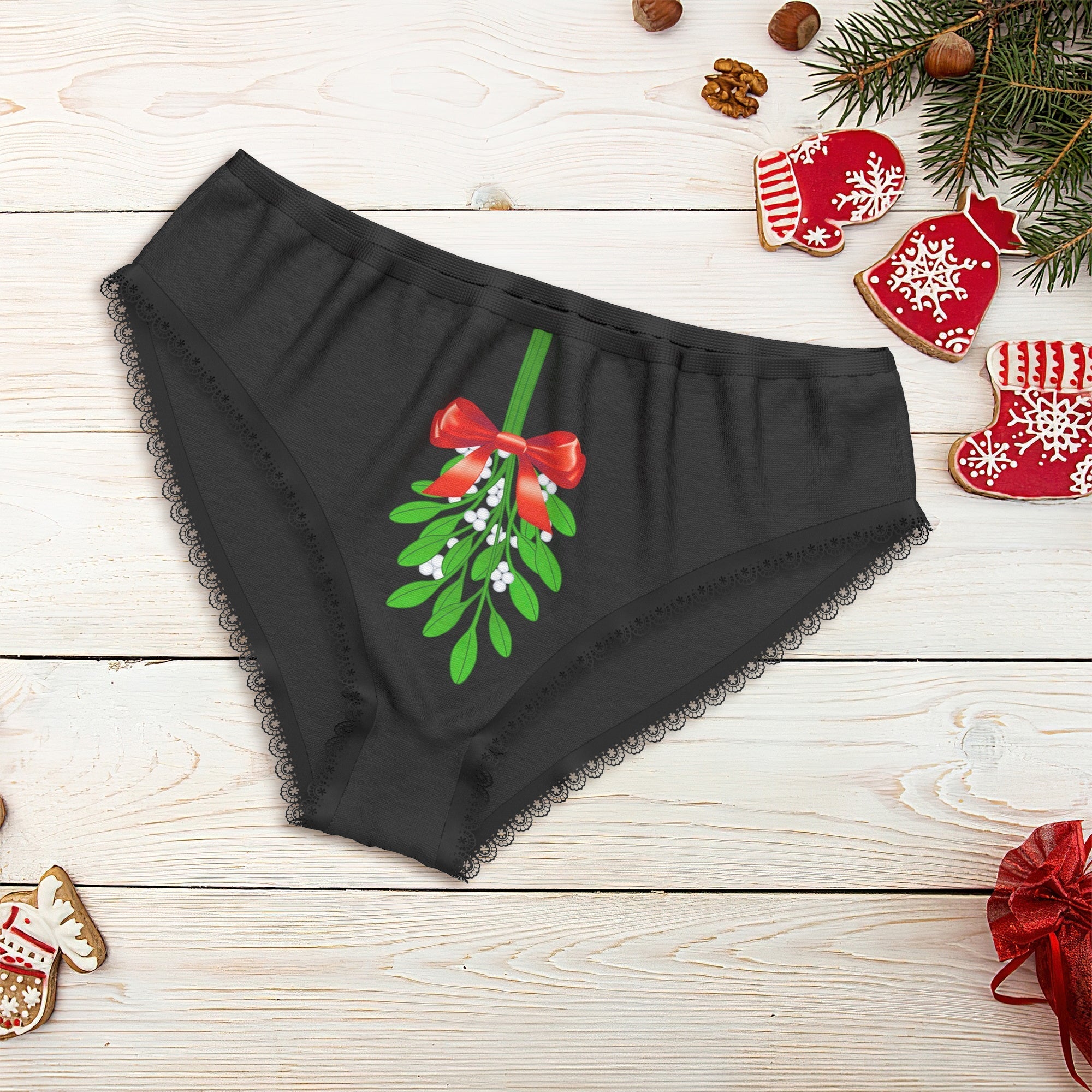 Christmas Gift Women's Panties Underwear Mistletoe Funny Christmas Gifts For Girlfriend - soufeelau