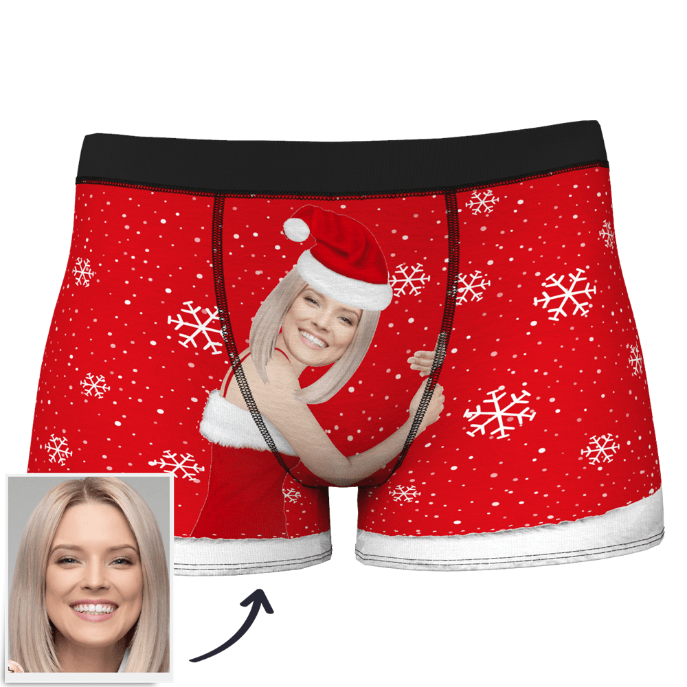 Christmas Gift Ideas, Custom Face Men's Christmas Underwear Face On Body Boxers