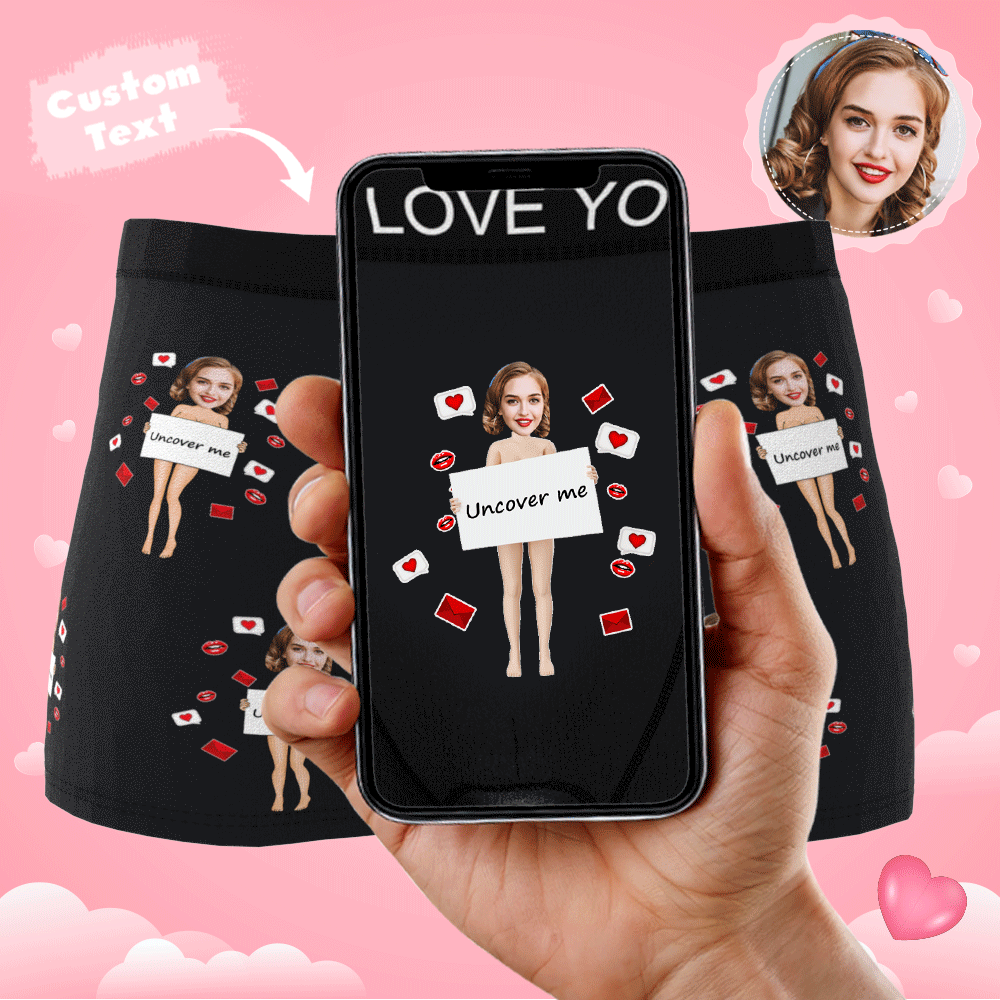 Custom Photo Boxer Uncover Me Underwear Men's Underwear Gift For