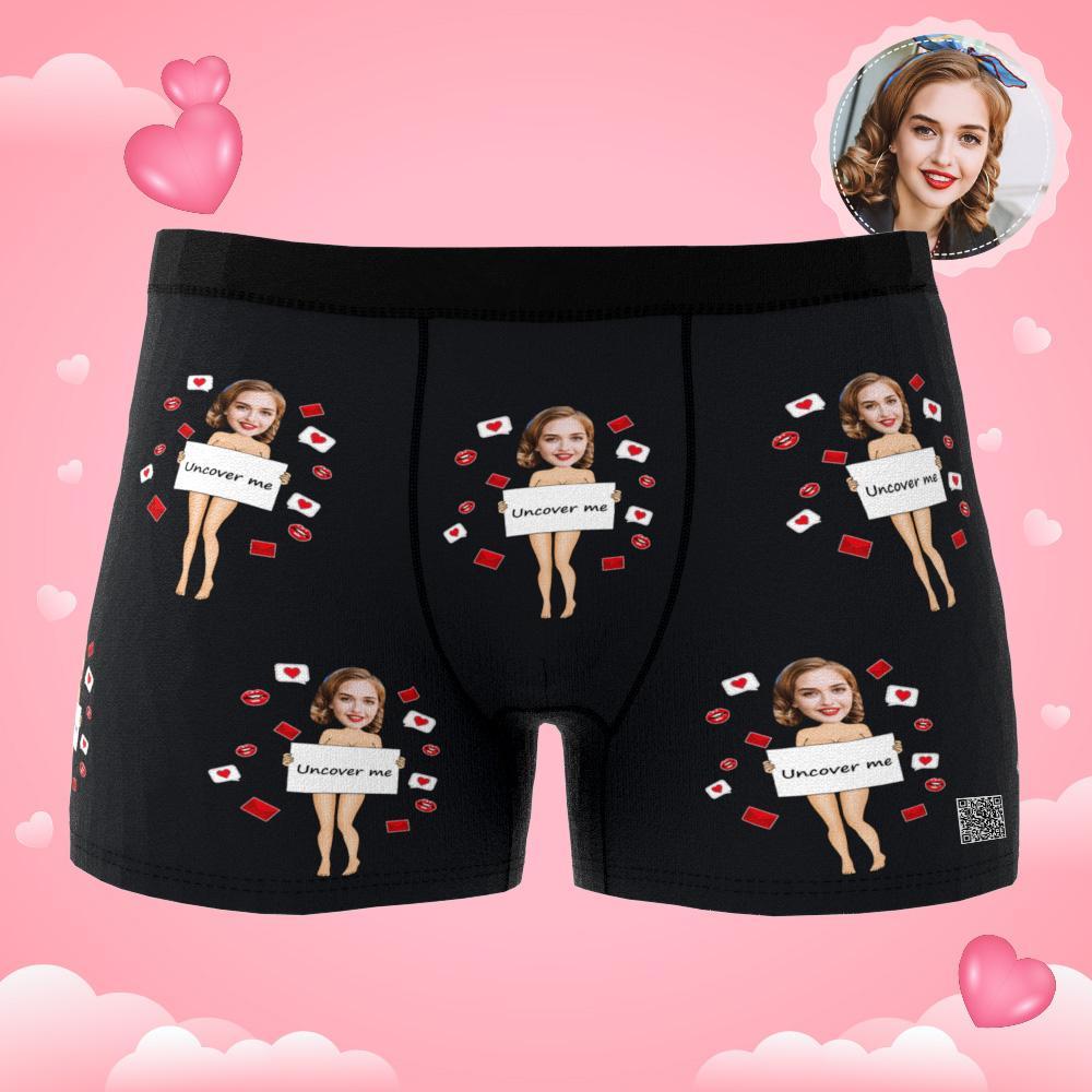 Custom Photo Boxer Uncover Me Underwear Men's Underwear Gift For Boyfriend AR View Valentine's Day Gift - soufeelau