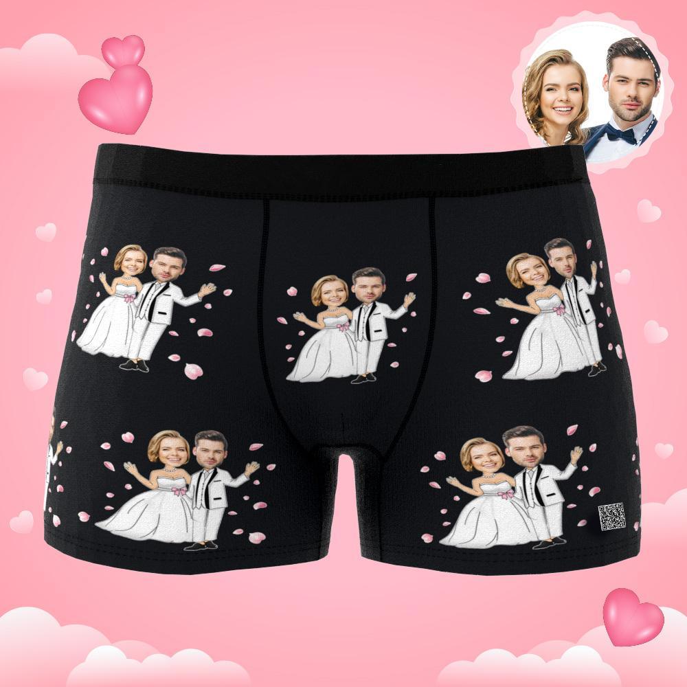 Custom Photo Boxer Double Wedding Underwear Men's Underwear Gift For Boyfriend AR View - soufeelau