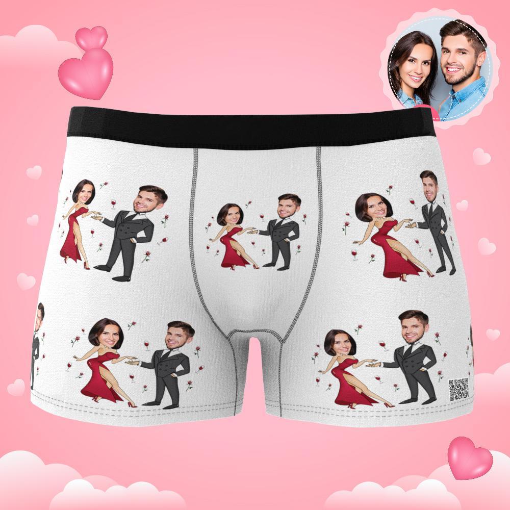 Custom Photo Boxer Double Dress Underwear Men's Underwear Gift For Boyfriend AR View Valentine's Day Gift - soufeelau