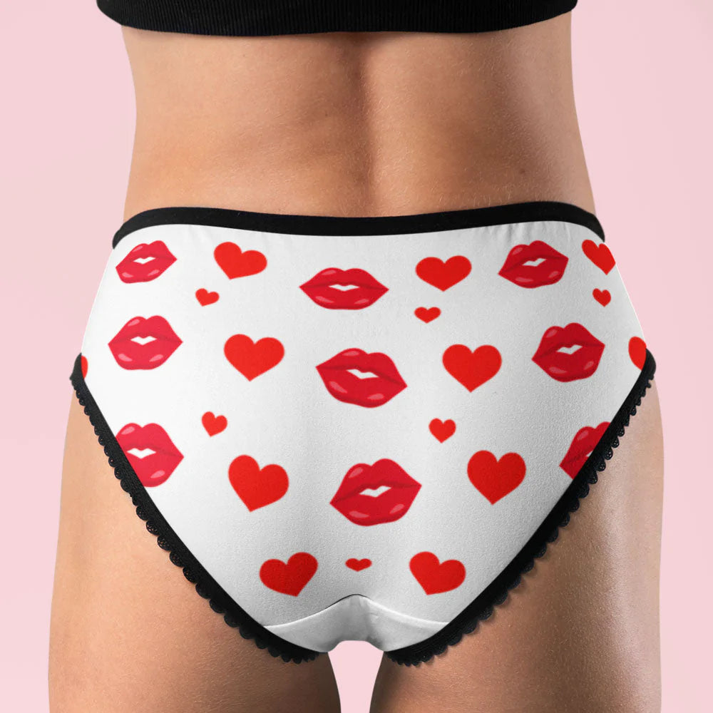Custom Face Lips and Heart Underwear for Her Personalized Thongs Valentine Gift - soufeelau