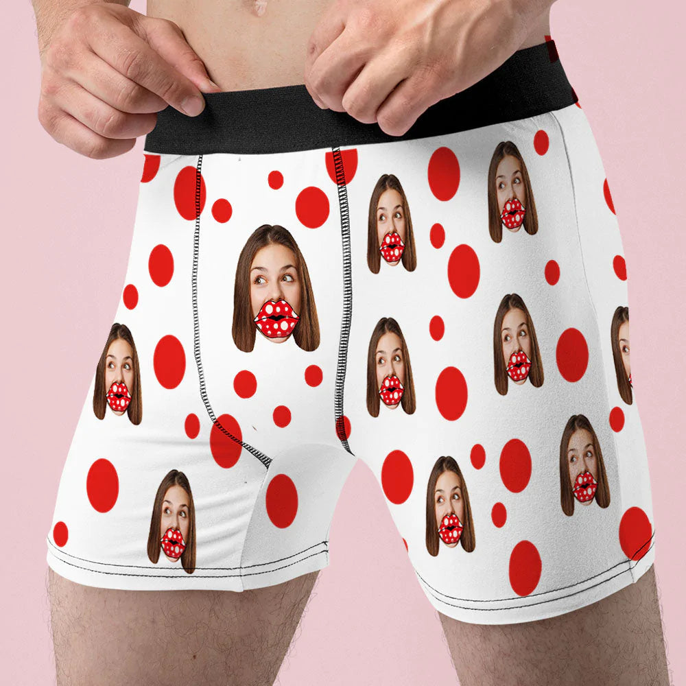 Custom Face Lips Boxers Personalized Boxer Shorts Valentine's Day Gift For Lover - soufeelau