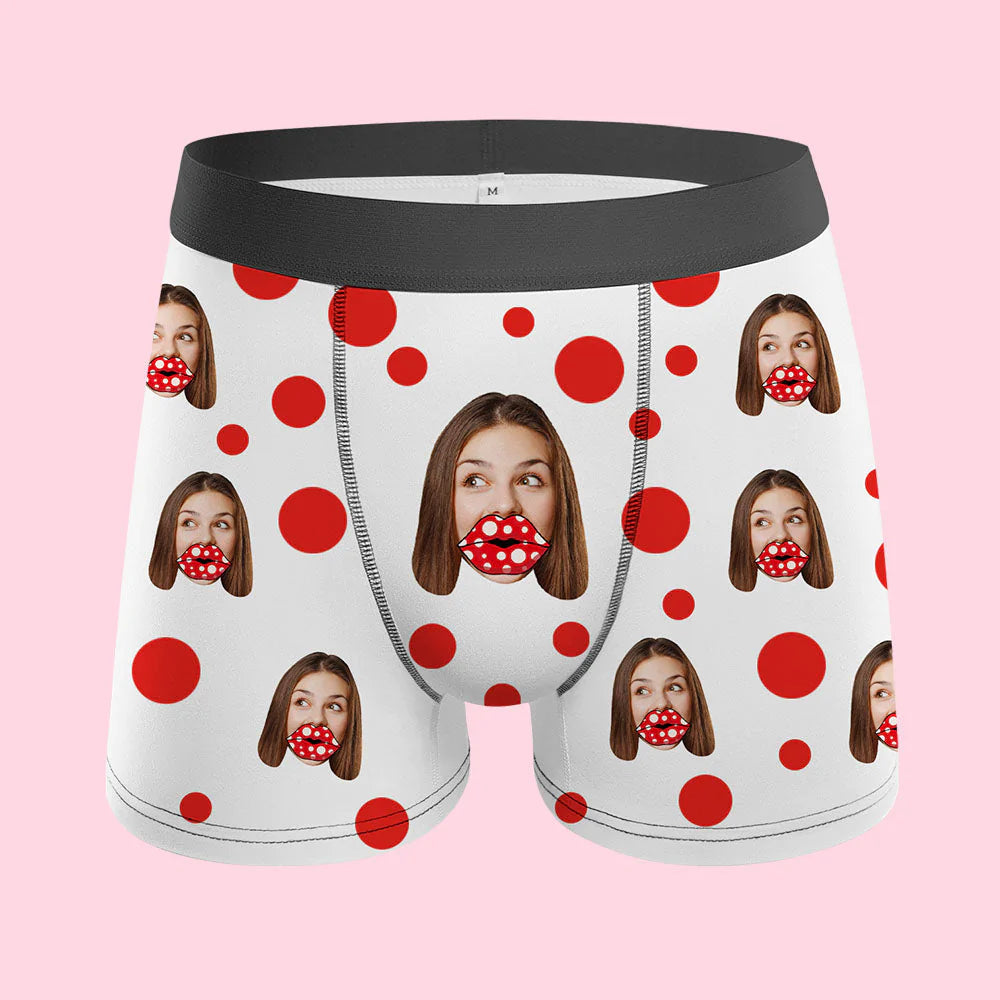 Custom Face Lips Boxers Personalized Boxer Shorts Valentine's Day Gift For Lover - soufeelau