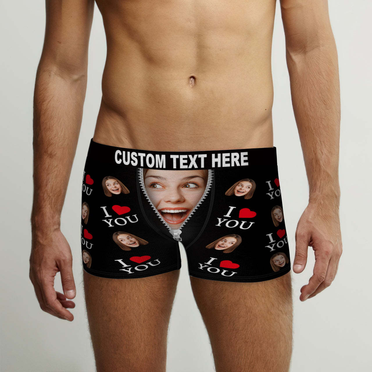 Custom Face Boxer Briefs I Love You Personalized Naughty Valentine's Day Gift for Him - soufeelau