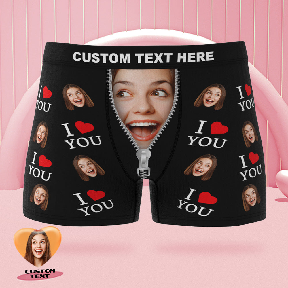Custom Face Boxer Briefs I Love You Personalized Naughty Valentine's Day Gift for Him - soufeelau
