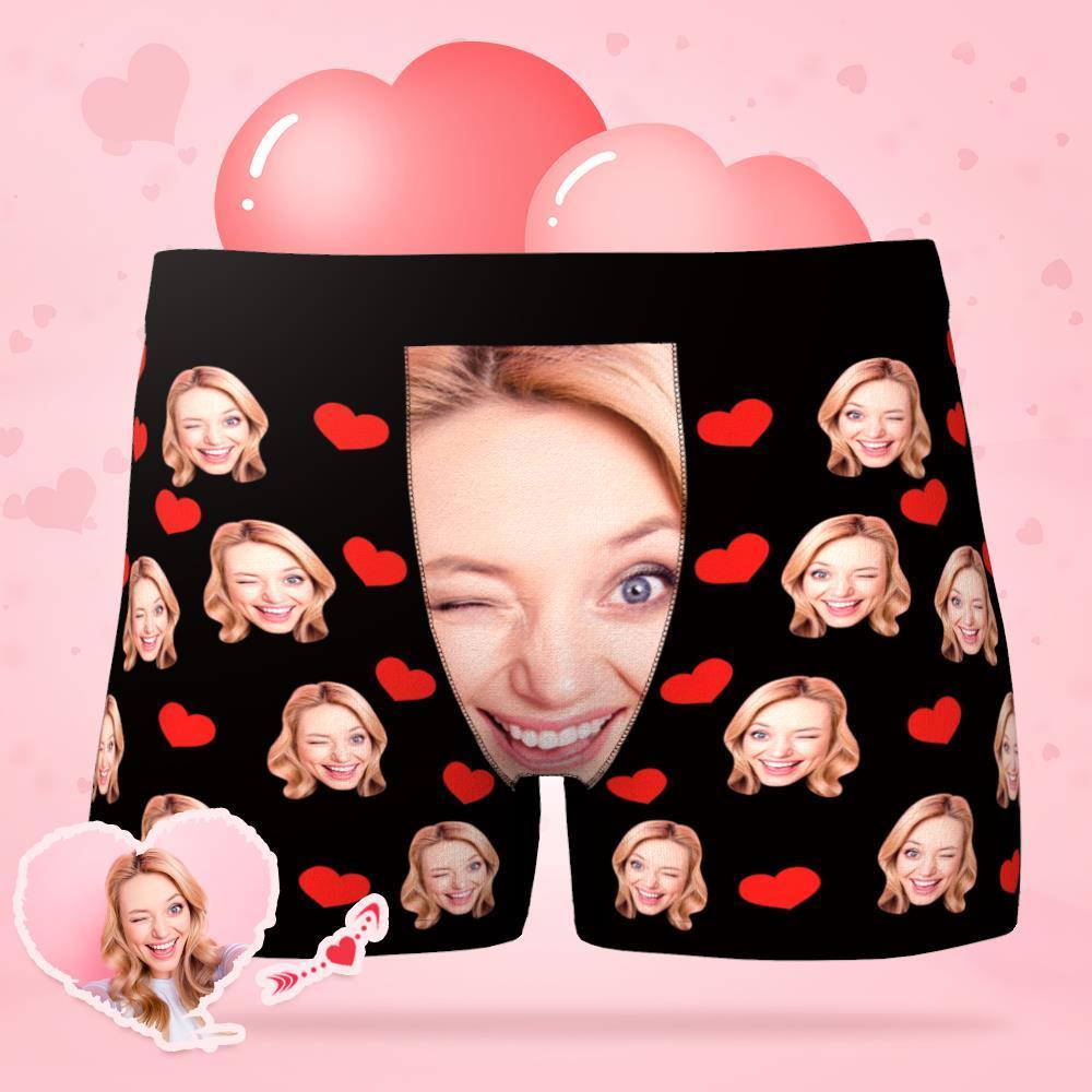 Custom Boxer Briefs Custom Face Photo Underwear Love Heart Briefs Gifts for Boyfriend