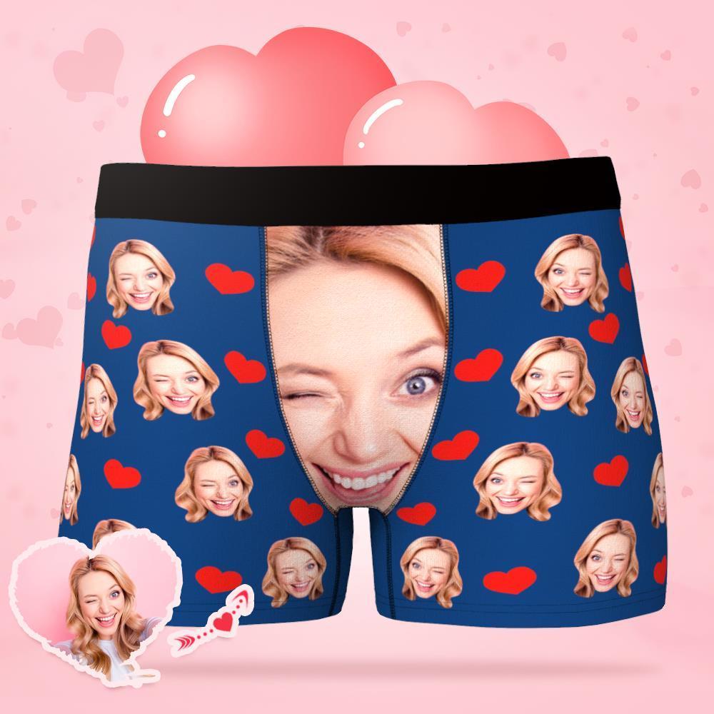 Custom Boxer Briefs Custom Face Photo Underwear Love Heart Briefs Gifts for Boyfriend