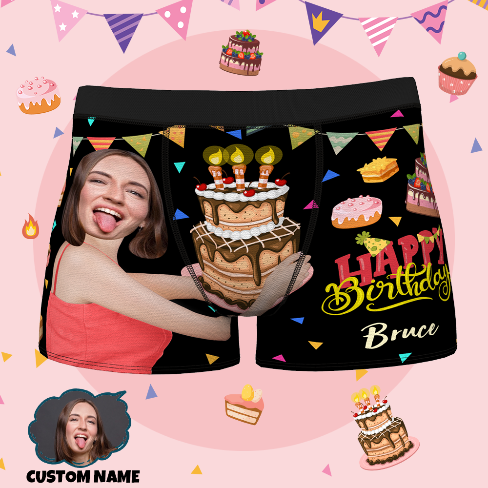 Name Happy Birthday Men's All-Over Print Boxer Briefs Perfect Gift for Your Husband Your Boy Friend