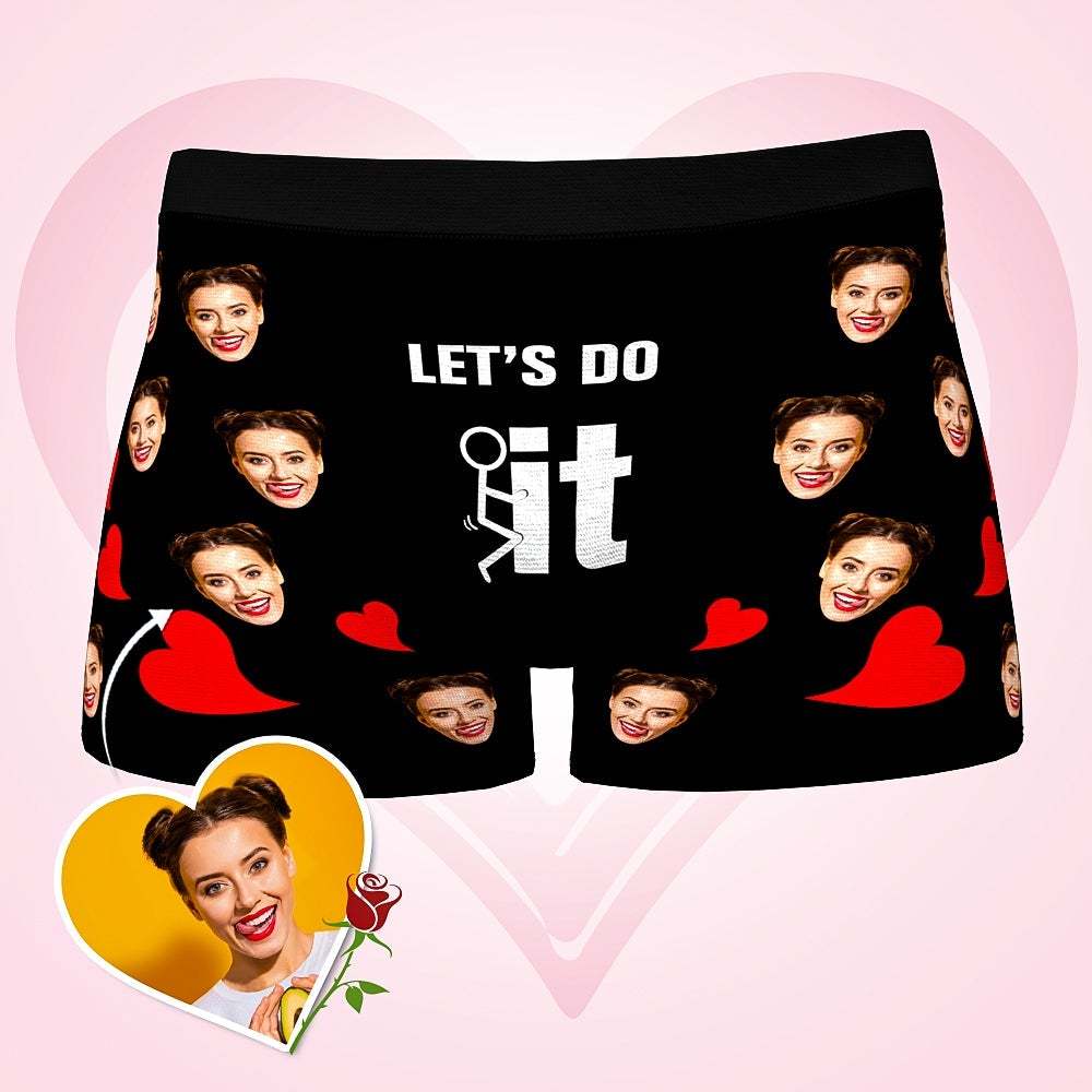 Custom Girlfriend Face Boxer Let's Do It Men's Boxer Gift For Lover