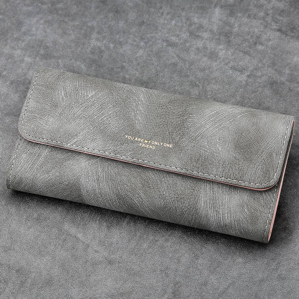 Photo Engraved Trifold Photo Wallet Grey Leather