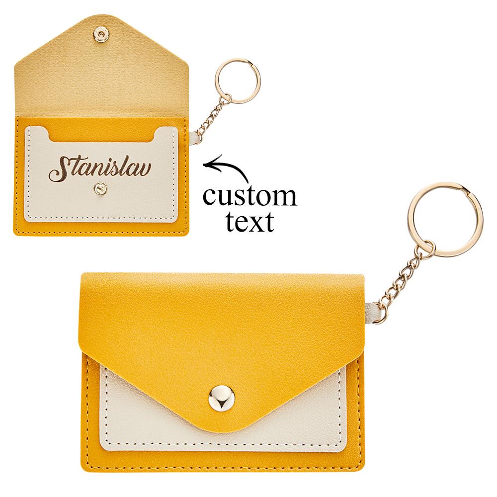Custom Engraved Keychain Wallet Leather Card Holder Creative Gifts - soufeelau