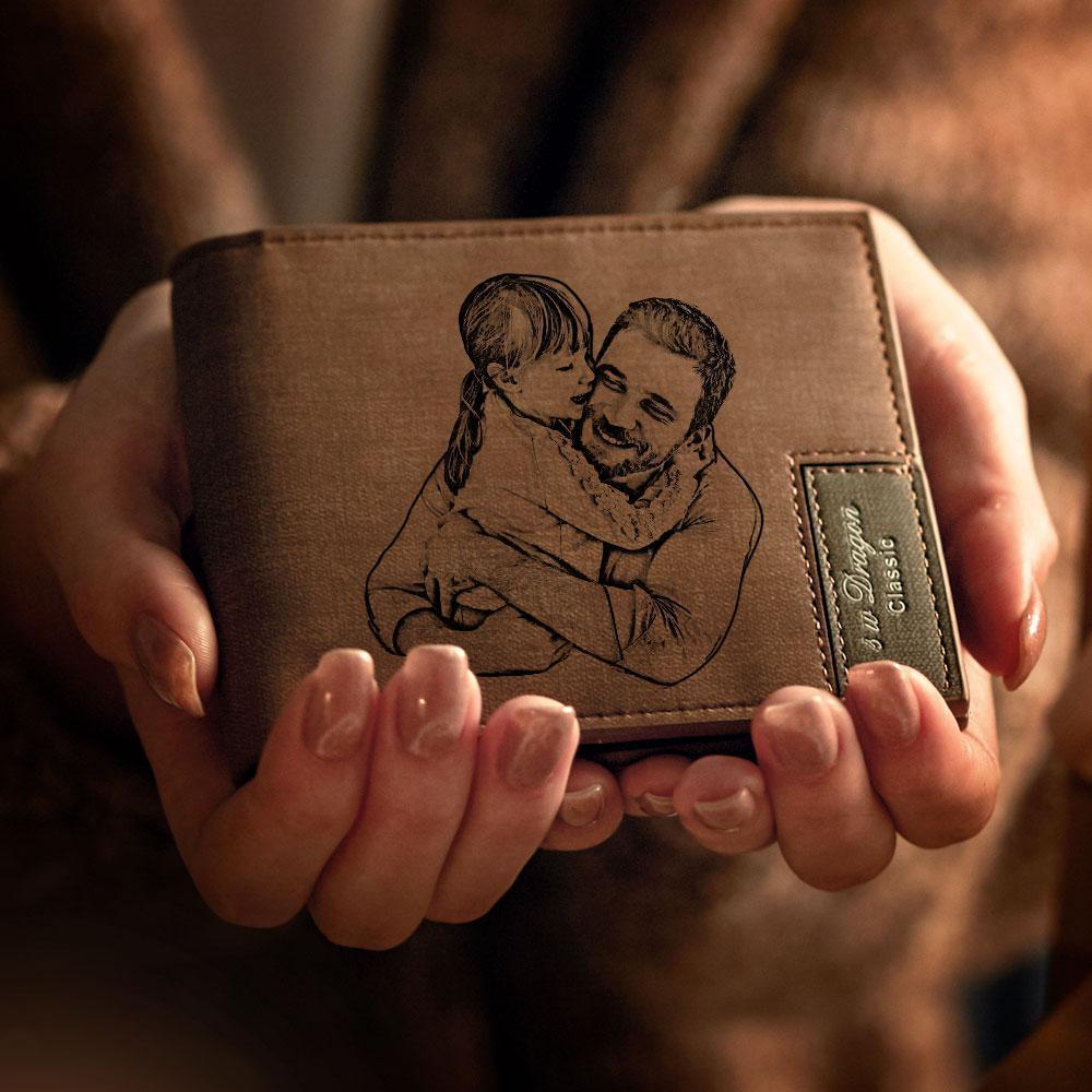 Gifts For Dad - Custom Photo Engraved Wallet - soufeelau