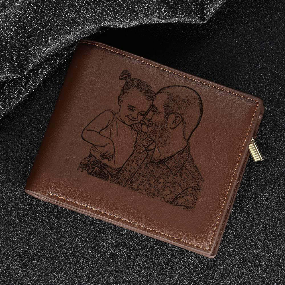 Custom Engraved Photo Wallet Special Official Gifts For Men, Brown
