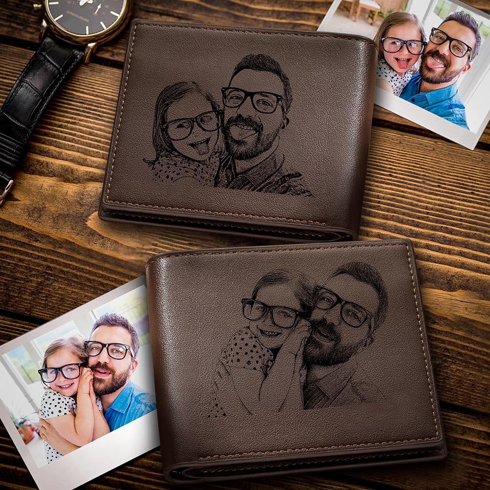 Custom Photo Wallet with Two Pictures Father's Gift
