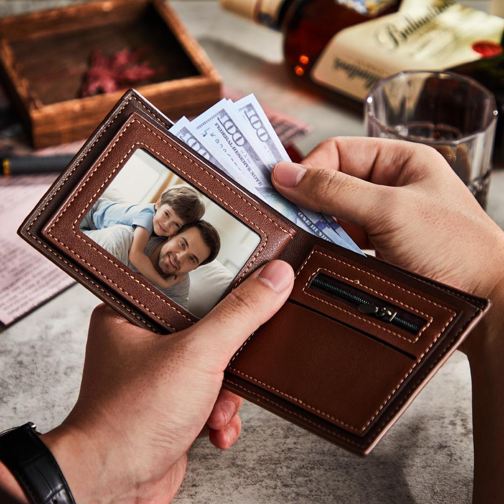 Custom Photo Engraved Wallet  Shadow Leather Simple Gifts - soufeelau