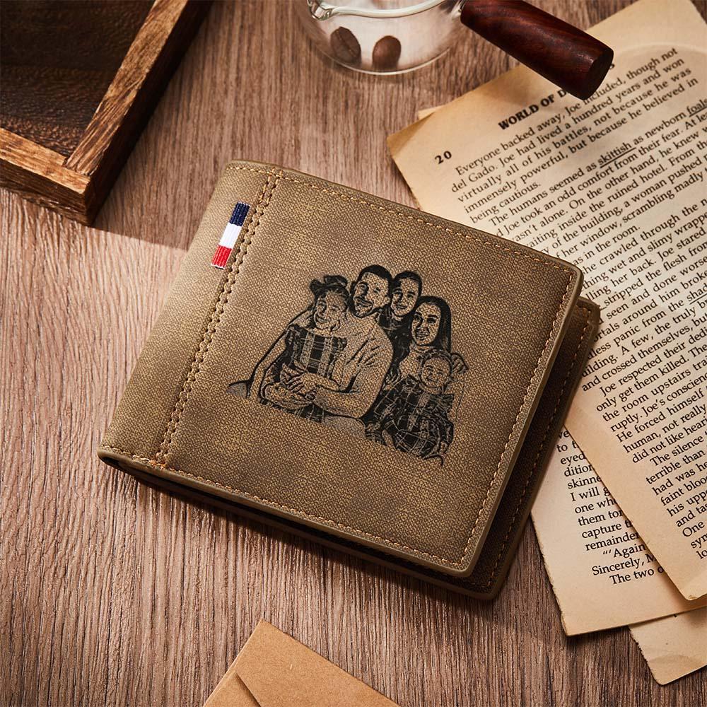 Custom Engraved Wallet Personalized Photo Wallets for Men Husband Dad Son Personalized Anniversary Gifts - soufeelau