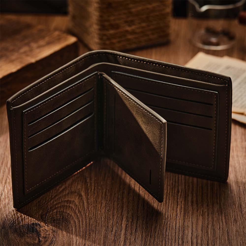 Personalized Bifold Wallet Engraved Photo Text Men Wallet for Boyfriend Husband Dad Son Anniversary Christmas Gift - soufeelau