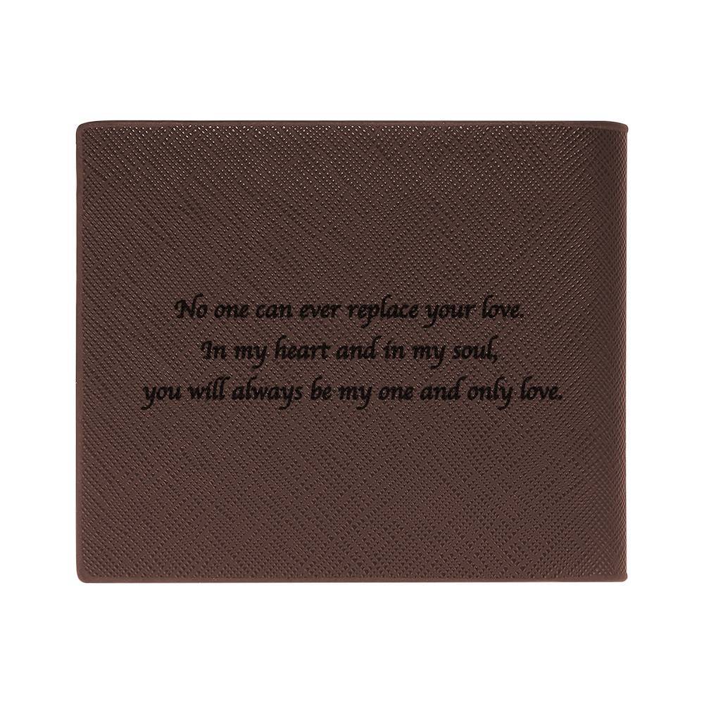Photo Engraved Wallet Leather Short Wallet Brown