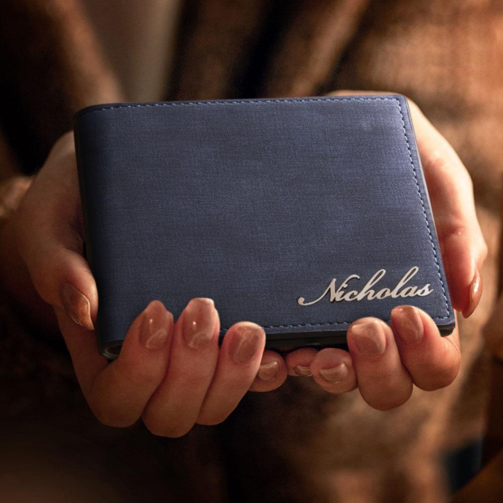 Engraved Wallet Blue Elegant Style