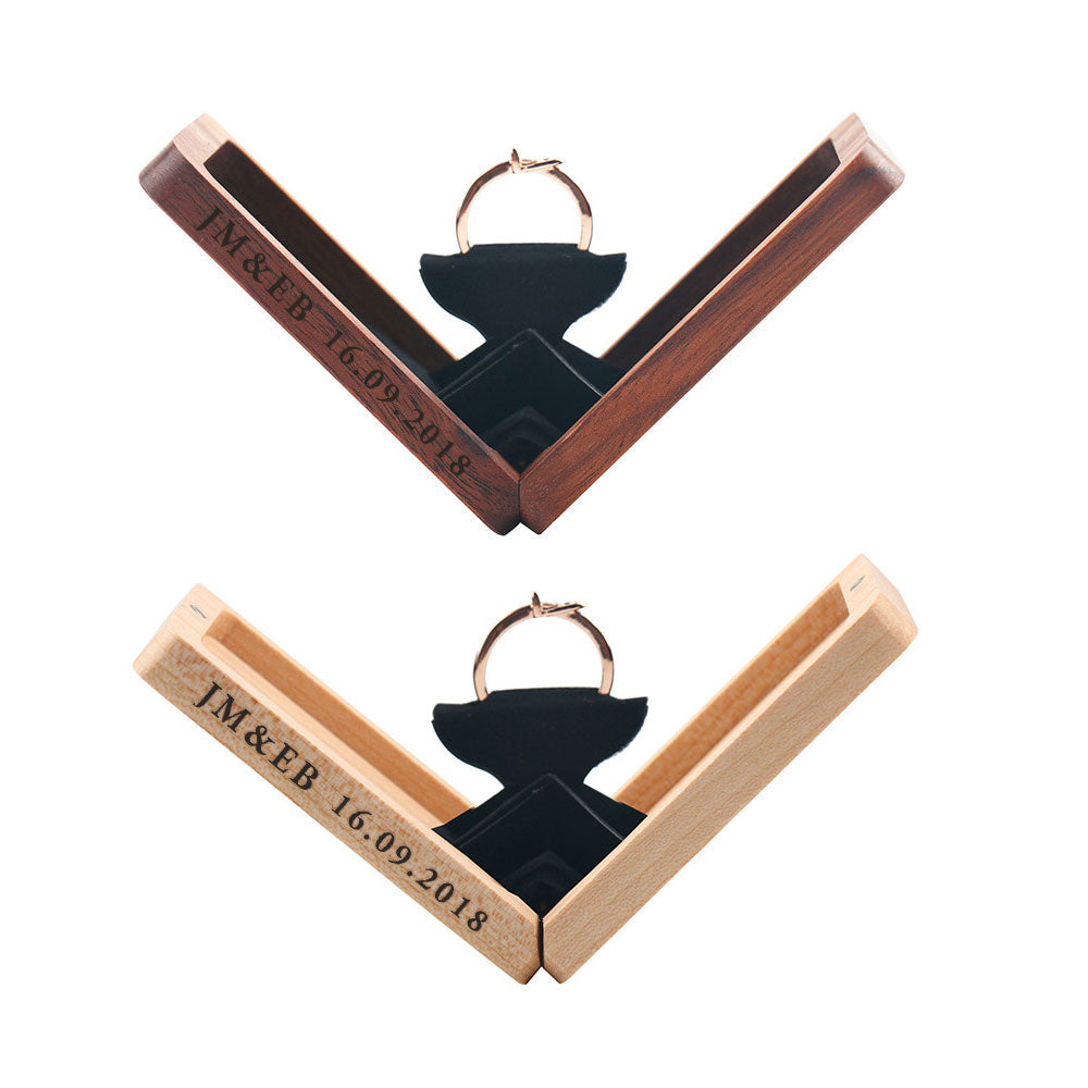 Custom Ring Box Thin Rotating Engagement Ring Box Personalize Wooden Ring Box Anniversary Gift - soufeelau