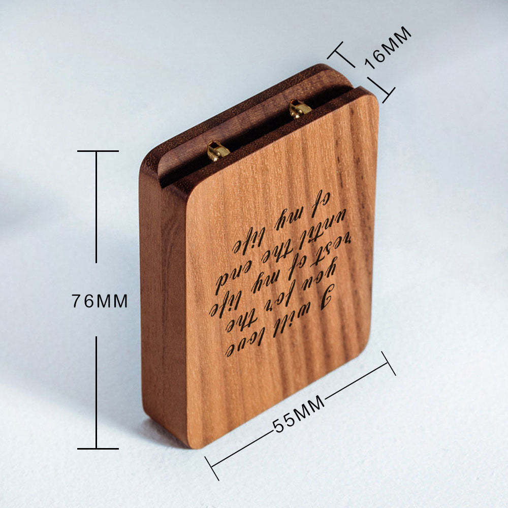 Custom Ring Box Thin Rotating Engagement Ring Box Personalize Wooden Ring Box Anniversary Gift - soufeelau