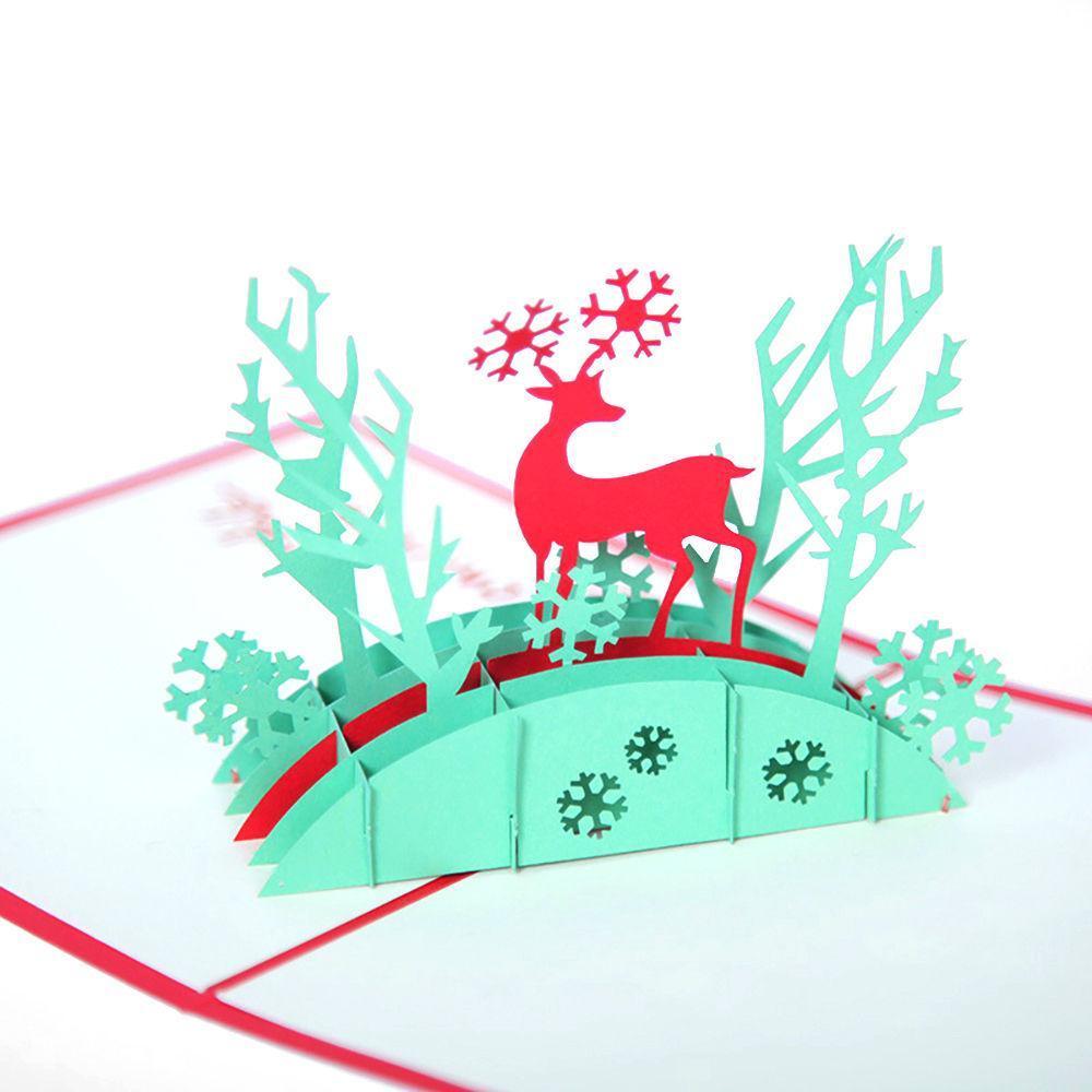 Greeting Card 3D Red Christmas Deer