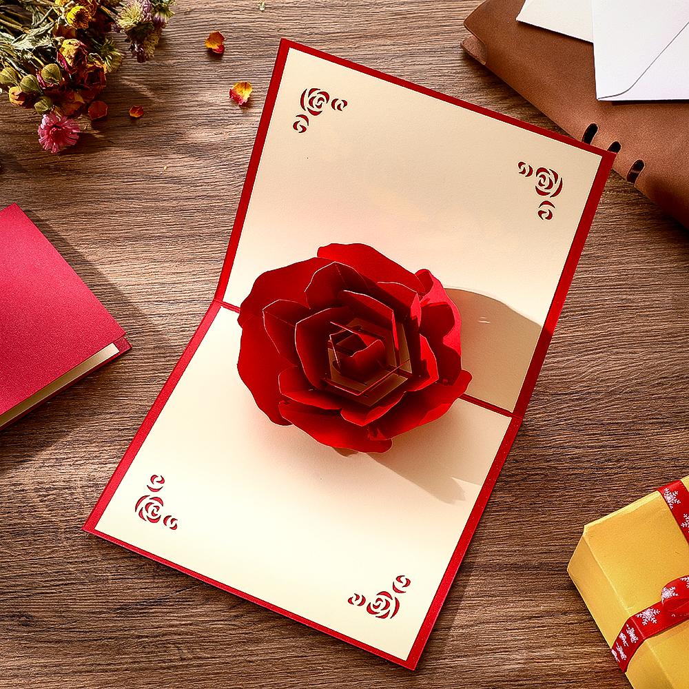 3D Rose Greeting Card Gifts for Couple Gifts
