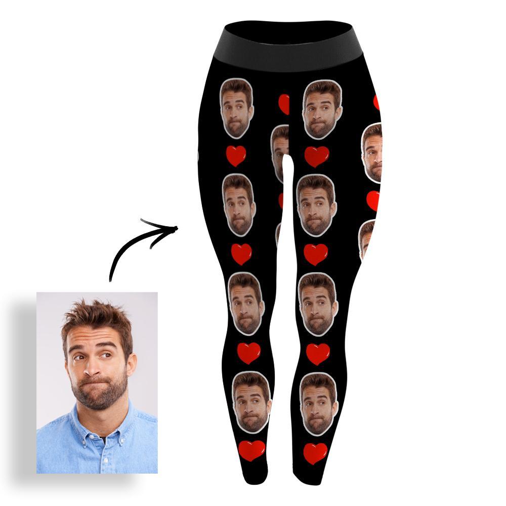 Custom Face Leggings Photo Yoga Leggings - Heart