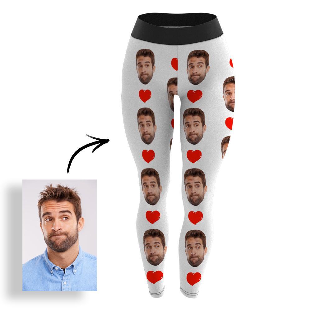 Custom Face Leggings Photo Yoga Leggings - Heart