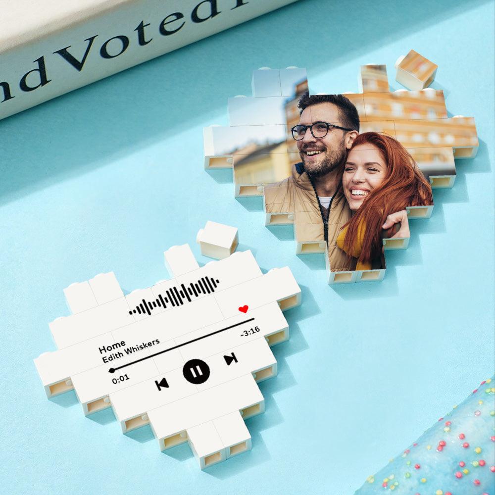 Custom Music Code Building Brick Personalized Photo Block Heart Shape - soufeelau