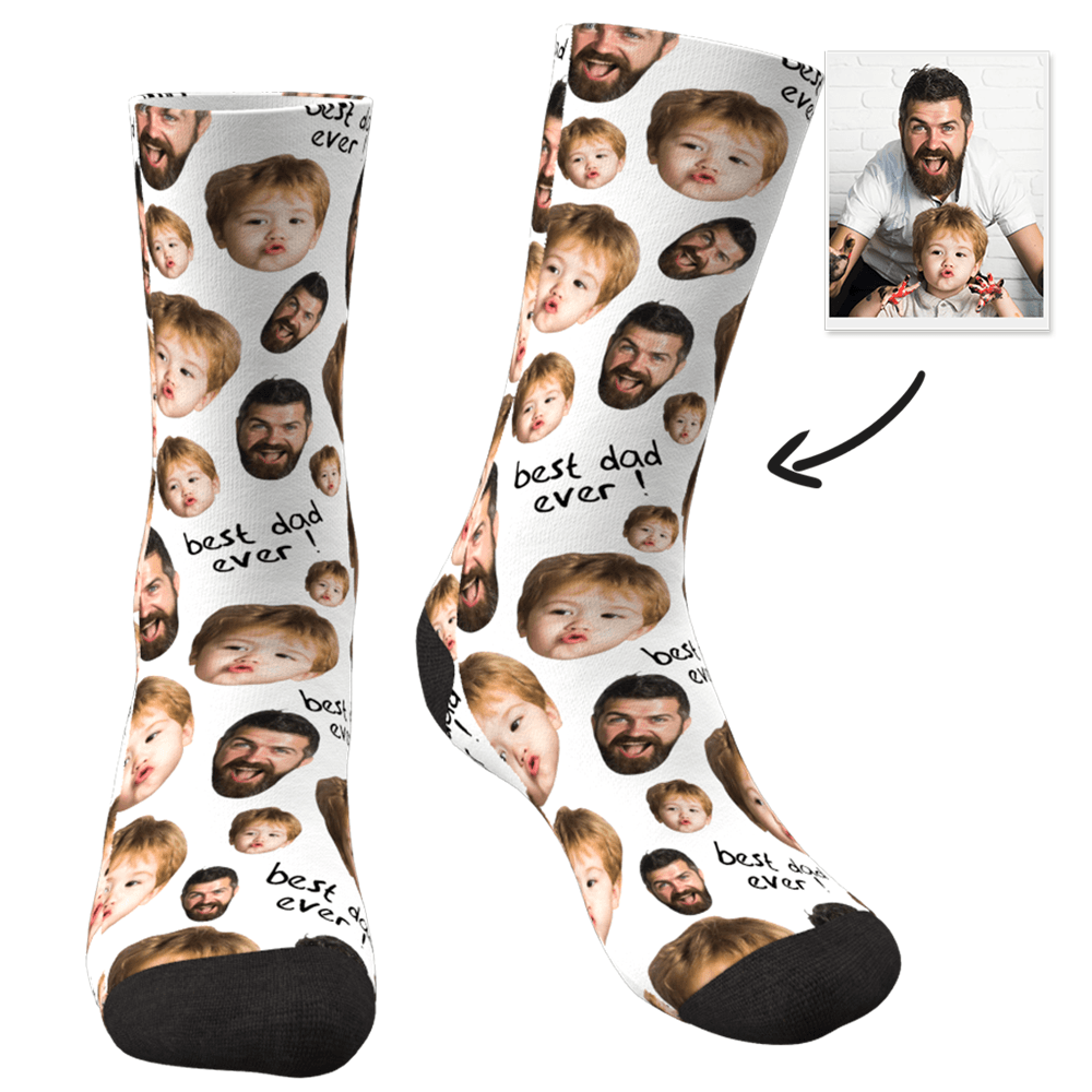 Custom Face Socks To The Best Dad Father's Day Gift - Two Faces-Christmas Gifts