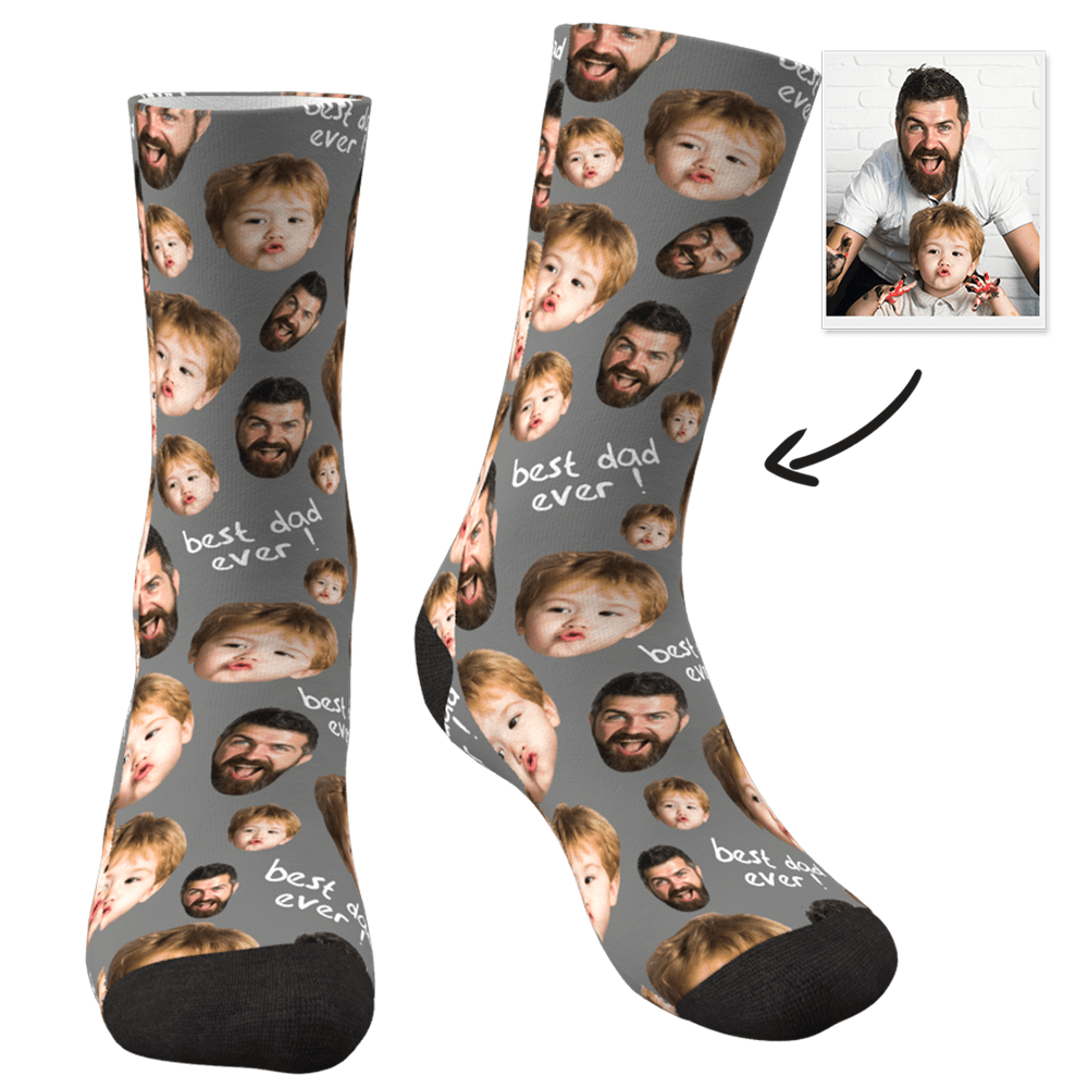 Custom Face Socks To The Best Dad Father's Day Gift - Two Faces-Christmas Gifts