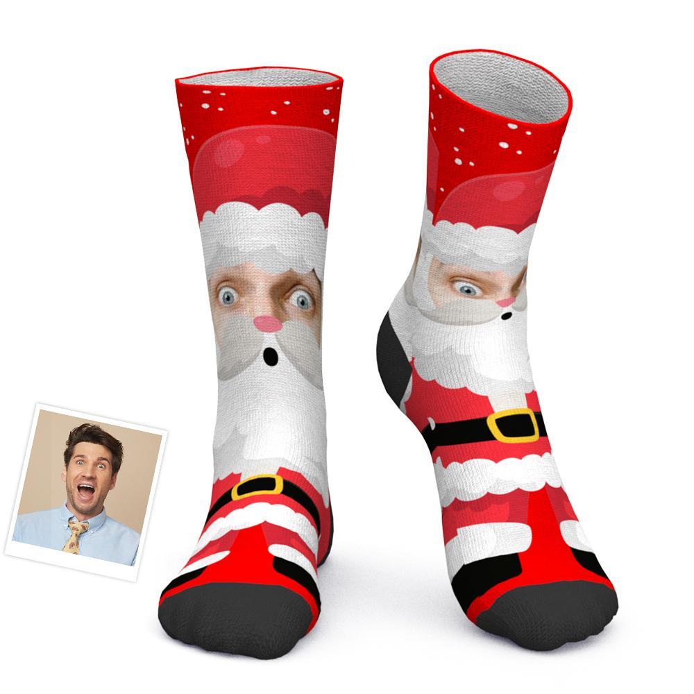 Custom Photo Christmas Socks Santa Claus Face Socks