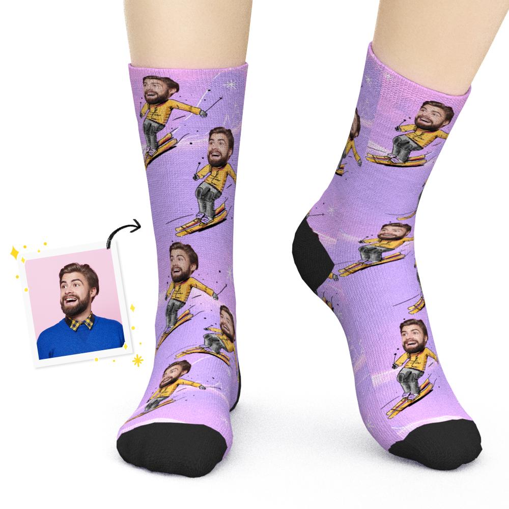 Custom Face Socks Skiing Socks Gifts for Ski Lovers