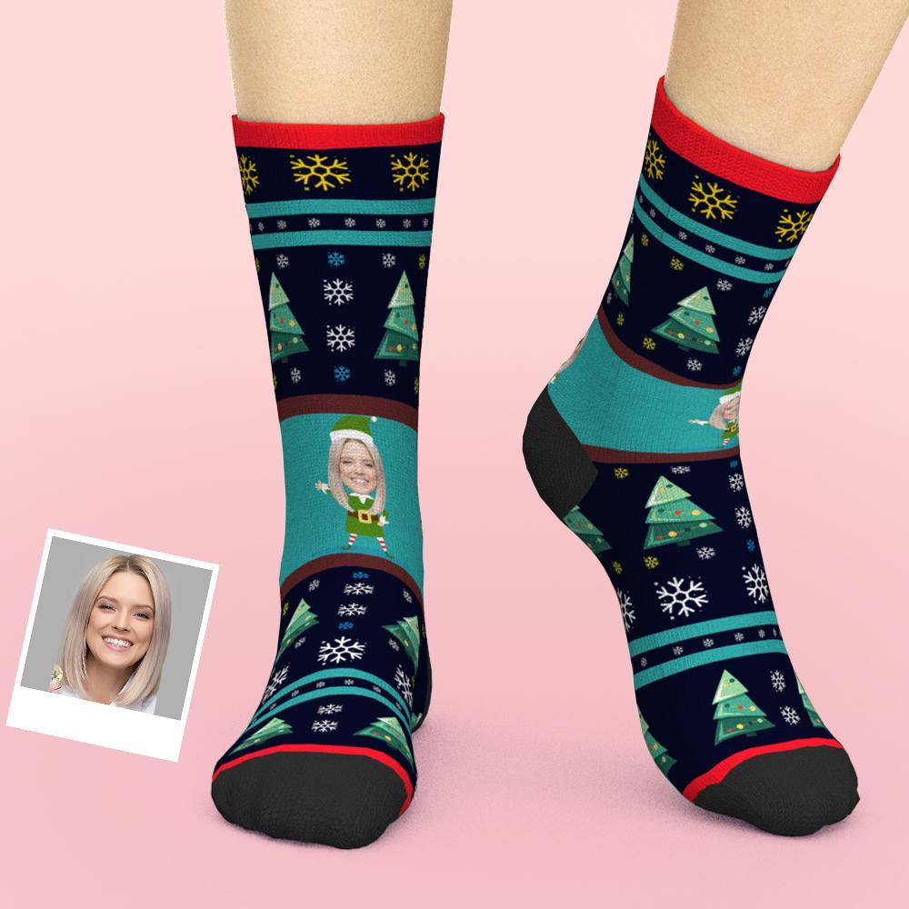 Custom Face Socks Christmas Elf Socks Christmas Gift - soufeelau