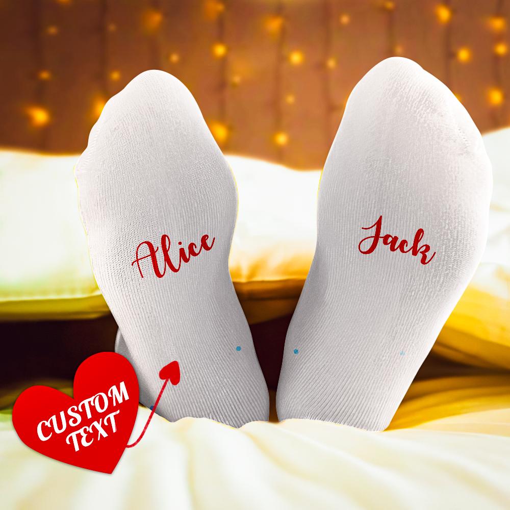 Custom Engraved Socks Long Stockings with Santa Claus Pattern Gift for Lovers - soufeelau