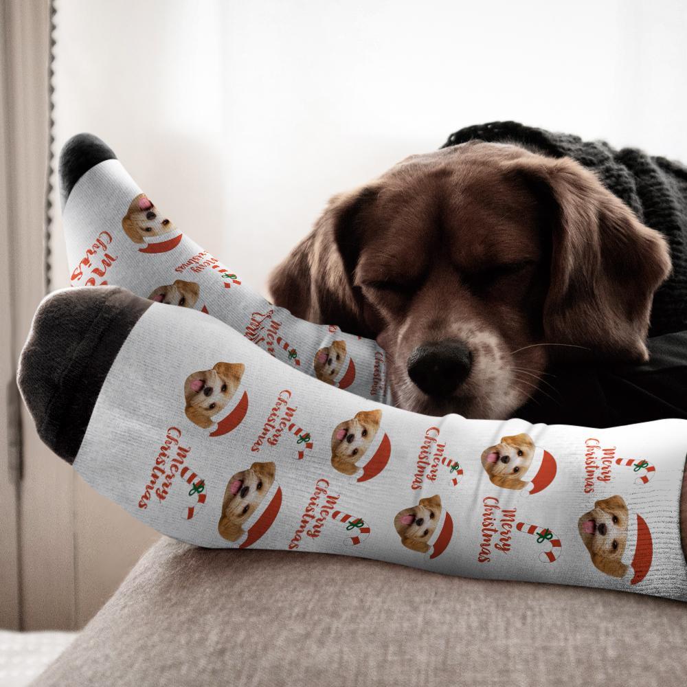 Custom Face Christmas Socks Santa Hat Christmas Personalized Socks Custom Merry Christmas socks