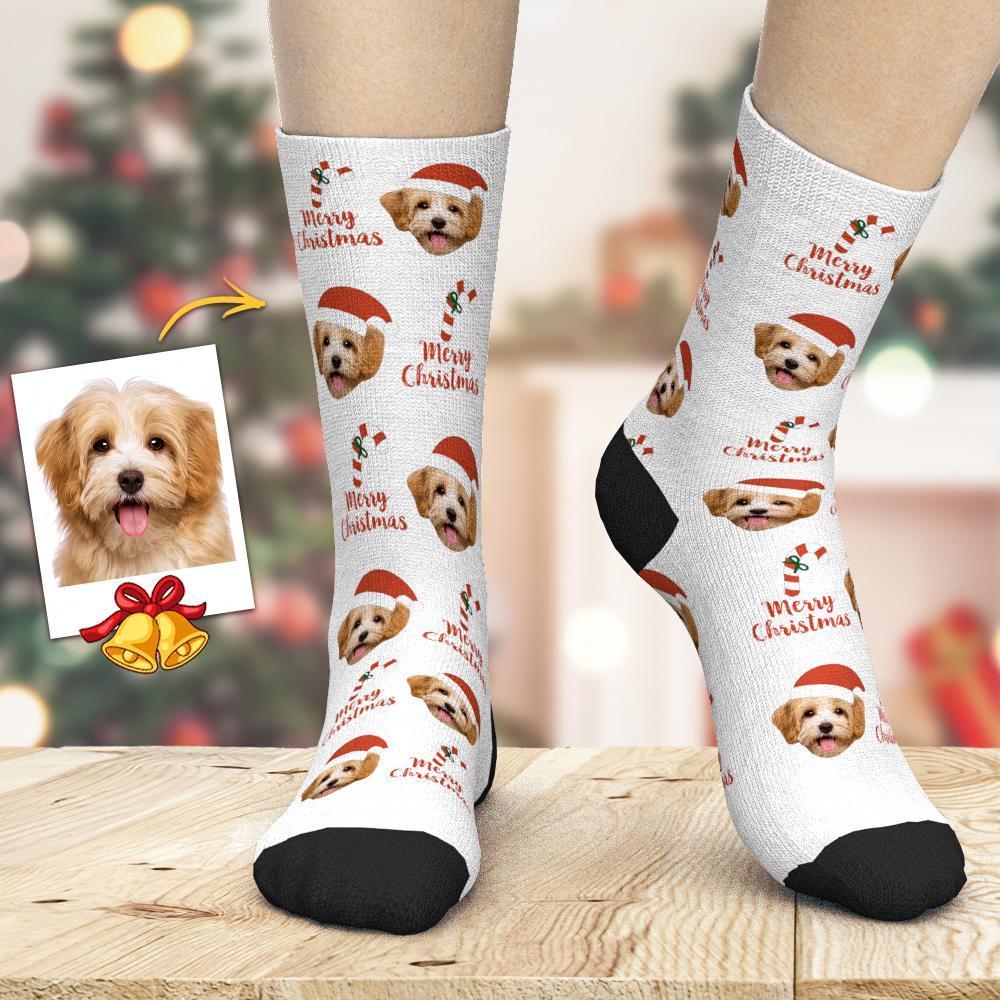Custom Face Christmas Socks Santa Hat Christmas Personalized Socks Custom Merry Christmas socks
